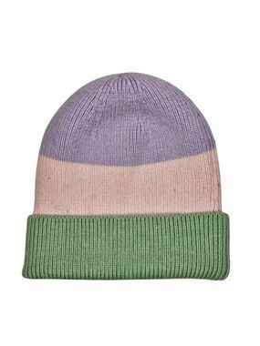 Cashmere Blend Colorblock Beanie Hat Lavender Pink Green Soft Knit Luxury Winter